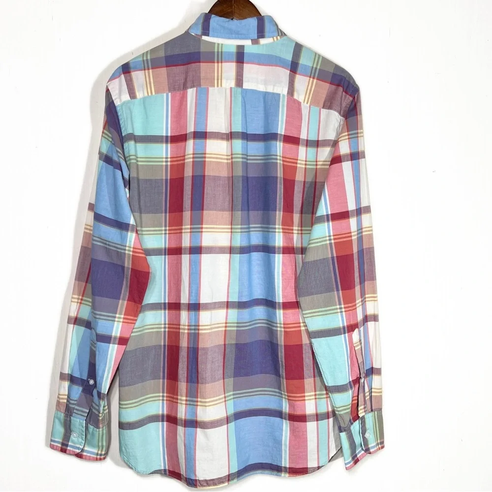 J. Crew Mens Plaid Multi Color Long Sleeve Buttondown Shirt Medium - Picture 4 of 6